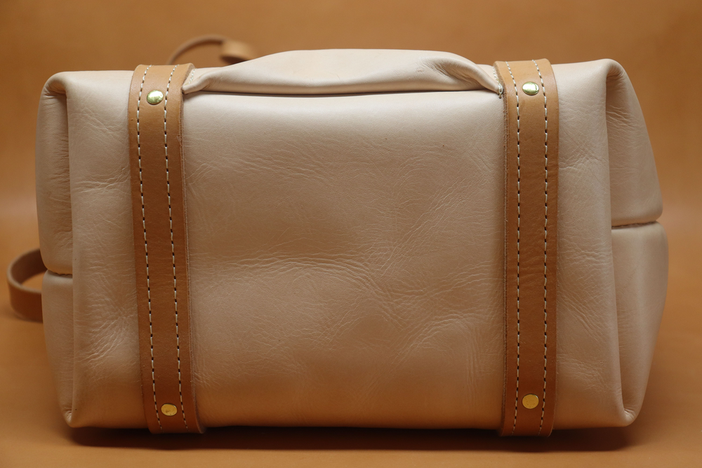Natural Veg Tan Leather Tote Bag with Veg Tan Straps (Handles) 111
