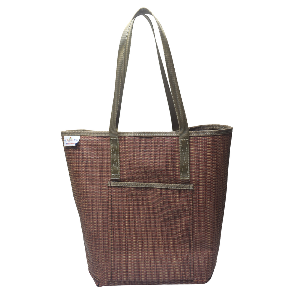 LG1103N Large Grass Weave Design Rust Colored Tote