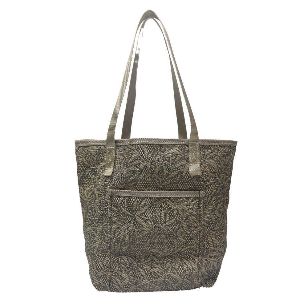 M1402N  Medium Floral Pattern Tan/Brown Colored Tote