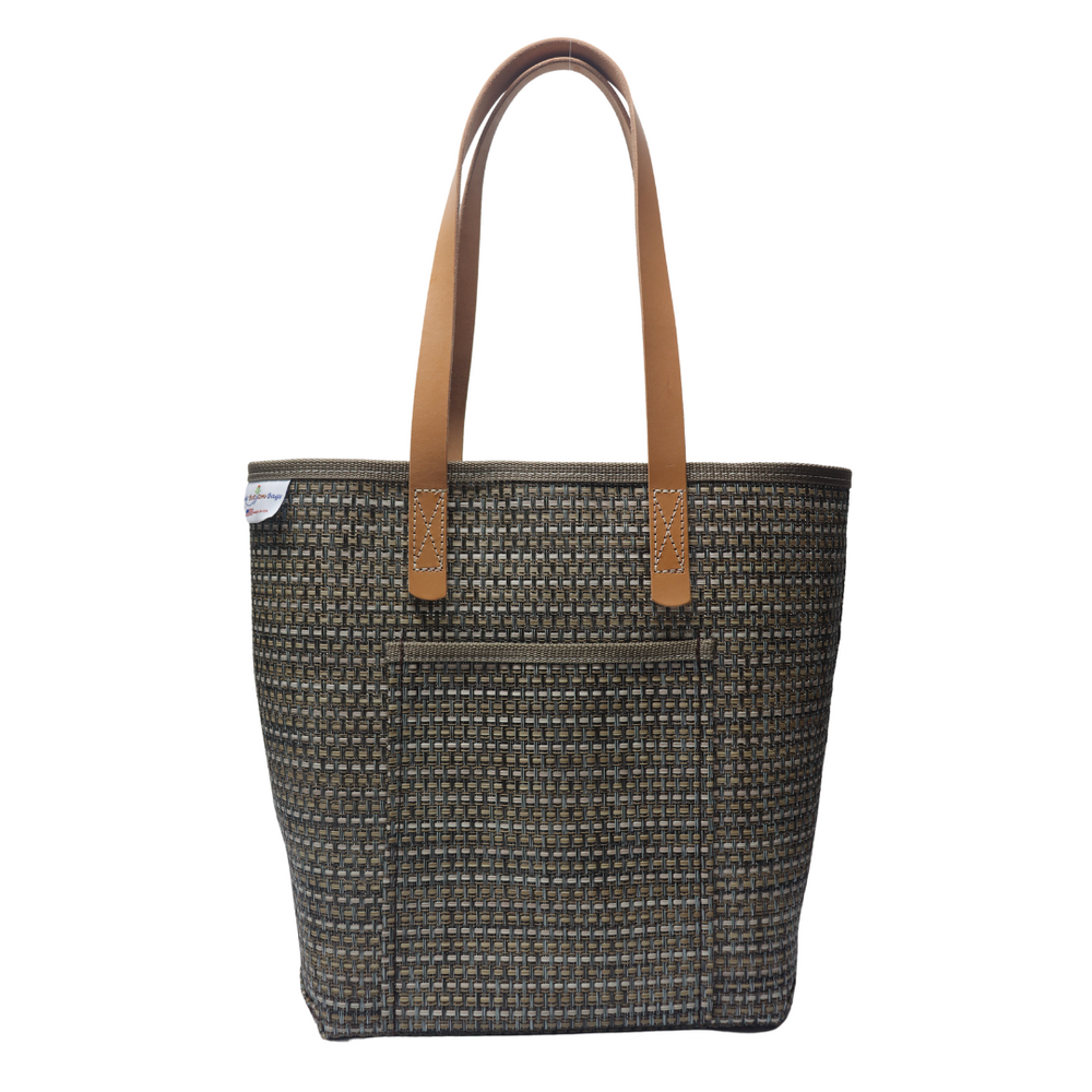 M1203L Medium Grass Weave Design Green Colored Tote