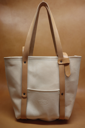 Natural Veg Tan Leather Tote Bag with Golden Veg Tan Straps (Handles) 108