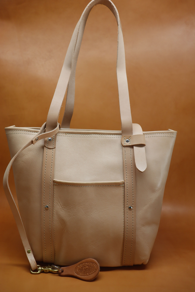 Natural Veg Tan Leather Tote Bag with Veg Tan Straps (Handles) 103.1