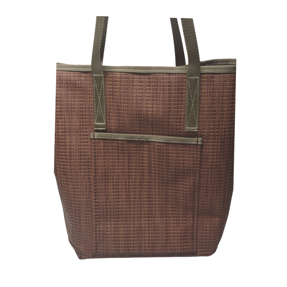LG1103N Large Grass Weave Design Rust Colored Tote