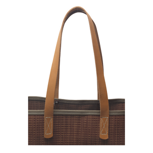 LG1102L Large Grass Weave Design Rust Colored Tote