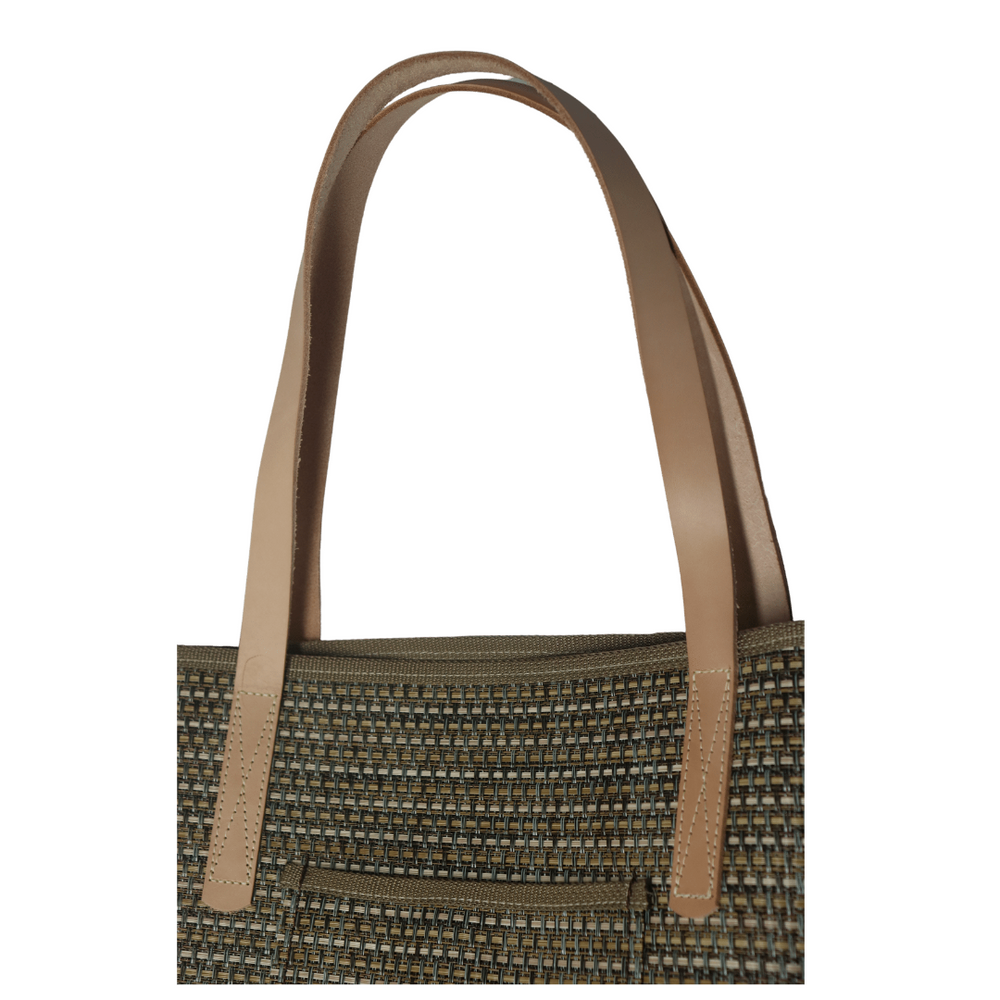 M1203L Medium Grass Weave Design Green Colored Tote