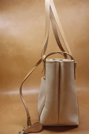Natural Veg Tan Leather Tote Bag with Veg Tan Straps (Handles) 111